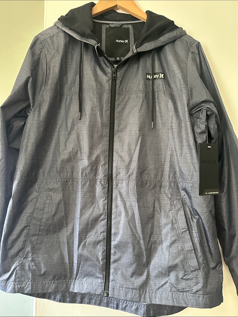 Hurley Unisex Gray Hooded Windbreaker Jacket